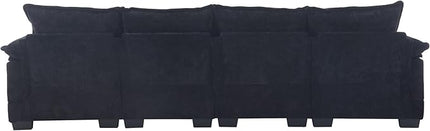 6 Seater Overstuffed Modular Sectional Sofa Cloud Couch with Double Chaise Lounge, U Shaped Chenille Upholstered Leisure Sofa&Couches with Memory Foam and Waist Pillows for Living Room Office - LeafyLoom