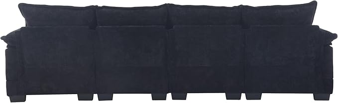 6 Seater Overstuffed Modular Sectional Sofa Cloud Couch with Double Chaise Lounge, U Shaped Chenille Upholstered Leisure Sofa&Couches with Memory Foam and Waist Pillows for Living Room Office - LeafyLoom