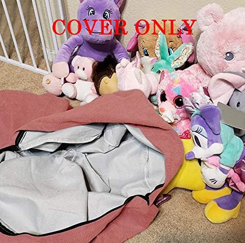 Stuffed Animal Storage Bean Bag Chair Cover (No Filler) for Kids and Adults.Soft Premium Corduroy Stuffable Beanbag for Organizing Children Plush Toys or Memory Foam Small 100L (Pink) - LeafyLoom