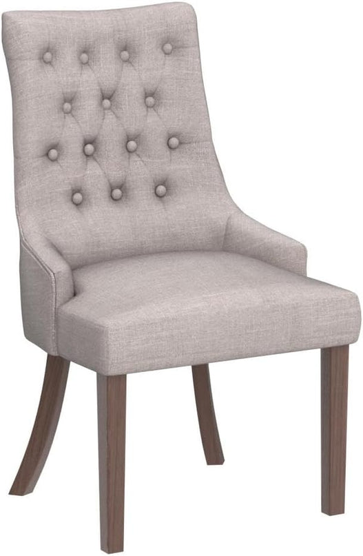 COLAMY Wingback Upholstered Dining Chairs Set of 4, Fabric Side Dining Room Chairs with Tufted Button, Living Room Chairs for Home Kitchen- Light Grey - LeafyLoom