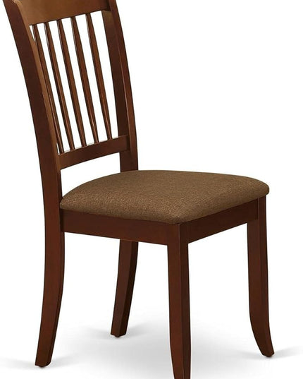 East West Furniture DAC-MAH-C Danbury Dining Room Chairs - Linen Fabric Upholstered Solid Wood Chairs, Set of 2, Mahogany - LeafyLoom