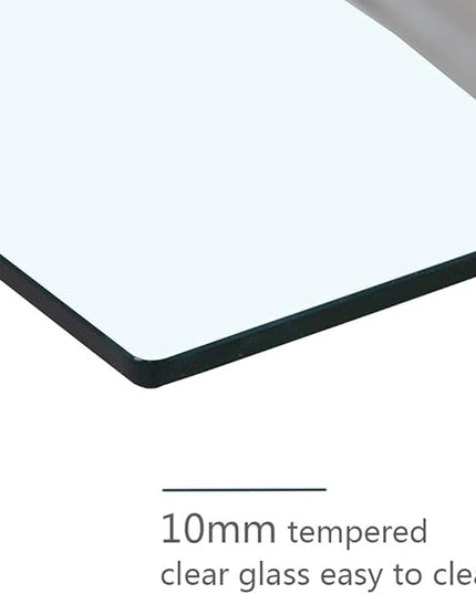 Tempered Glass Dining Table with Chromed Legs,47" Modern Rectangular Kitchen Table for Dining Room Kitchen,Sliver - LeafyLoom