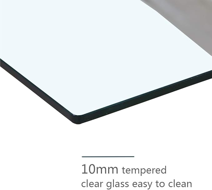 Tempered Glass Dining Table with Chromed Legs,47" Modern Rectangular Kitchen Table for Dining Room Kitchen,Sliver - LeafyLoom