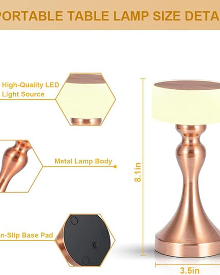 Portable LED Desk Lamp - 3-Color Touch Control,3-Levels Brightness,Rechargeable Battery,Ideal Bedside Lamp for Nightstand,Bedroom, Living Room - LeafyLoom