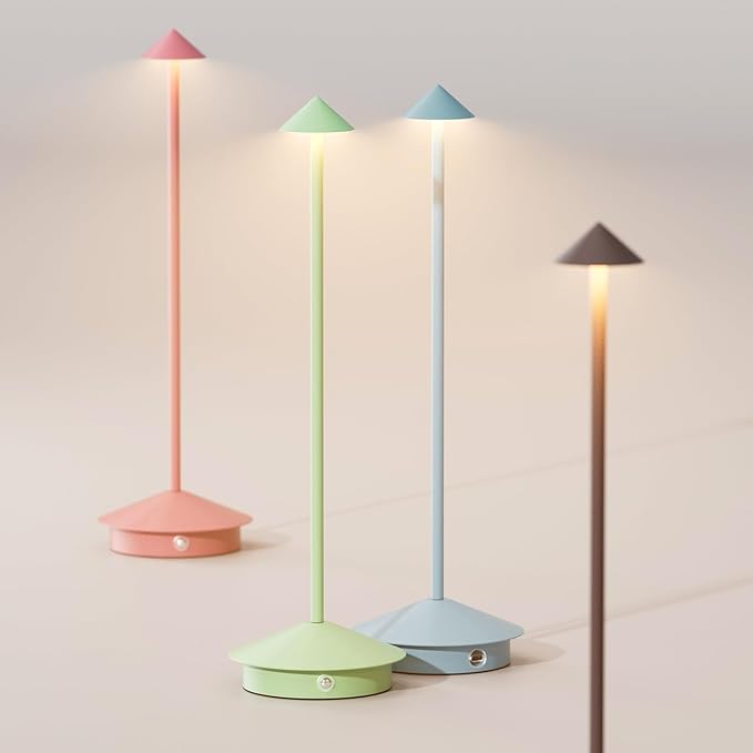 2-Pack 6000mAh Rechargeable LED Table Lamps,Outdoor Cordless Table Lamp Waterproof Portable, 3-Color Stepless Dimmable Modern Lamp for Restaurant/Bedroom(Pink) - LeafyLoom