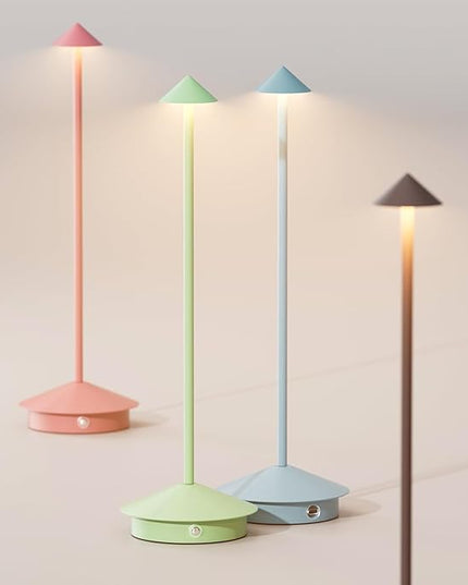 2-Pack 6000mAh Rechargeable LED Table Lamps,Outdoor Cordless Table Lamp Waterproof Portable, 3-Color Stepless Dimmable Modern Lamp for Restaurant/Bedroom(Blue) - LeafyLoom