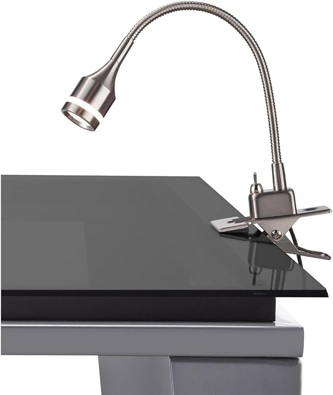 Adesso 3217-22 Prospect LED Clip Lamp, 9.5-14.5 in., 3W LED, Brushed Steel, 1 Clip Lamps - LeafyLoom