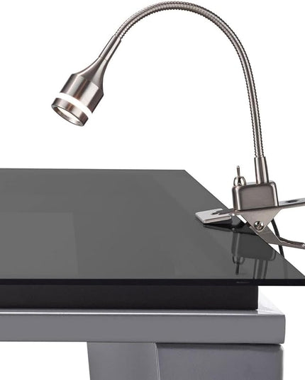 Adesso 3217-22 Prospect LED Clip Lamp, 9.5-14.5 in., 3W LED, Brushed Steel, 1 Clip Lamps - LeafyLoom