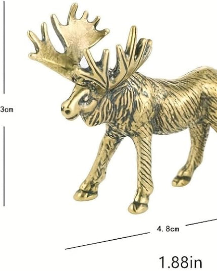 Vintage Solid Brass Elk Figurine - Festive Desk Decor for Collectors - Perfect Holiday Accent(Elk) - LeafyLoom
