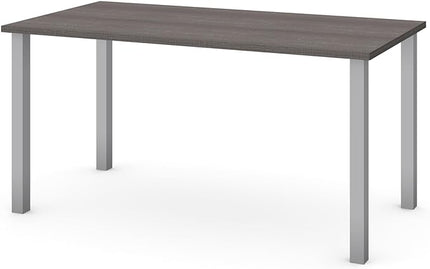 Bestar Universel Table Desk with Square Metal Legs, 60W x 30D, Bark Grey - LeafyLoom