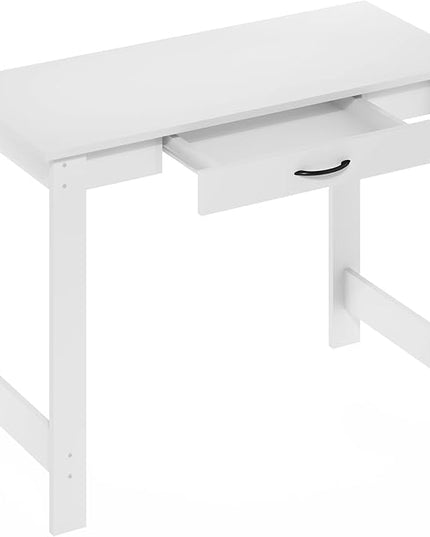 Furinno Jaya Writing Desk with Drawer, White - LeafyLoom