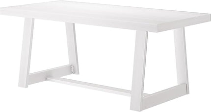 Plank+Beam 72 Inch Farmhouse Dining Table, Solid Wood Rustic Kitchen Table, Large Wooden Rectangular Dinner Table for Dining Room, Home Office, Living Room Furniture, Easy Assembly, White Wirebrush - LeafyLoom