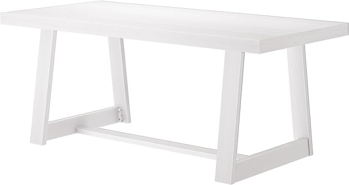 Plank+Beam 72 Inch Farmhouse Dining Table, Solid Wood Rustic Kitchen Table, Large Wooden Rectangular Dinner Table for Dining Room, Home Office, Living Room Furniture, Easy Assembly, White Wirebrush - LeafyLoom