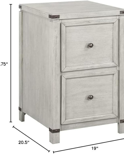 OSP Home Furnishings Designs Baton Rouge 2 Drawer File Cabinet with Rustic Design and Metal Accents, Champagne Oak - LeafyLoom