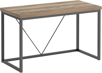 FOLUBAN Modern Home Office Desk, Rustic Wood and Metal Computer Desk, Industrial Study Writing Gaming Table Workstation, Vintage Laptop PC Desk, Oak 47 Inch - LeafyLoom