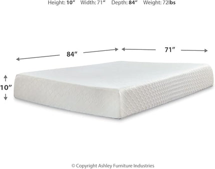 Signature Design by Ashley California King Size Chime 10 Inch Medium Firm Memory Foam Mattress with Green Tea & Charcoal Gel - LeafyLoom