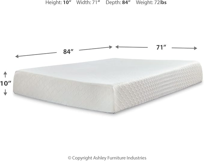 Signature Design by Ashley California King Size Chime 10 Inch Medium Firm Memory Foam Mattress with Green Tea & Charcoal Gel - LeafyLoom