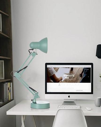 Led Desk Lamp with Clamp - Swing Arm Desk Lamp with 1 LED Cold Light Bulbs 6500K - Adjustable Table Lamp，Used for Office, Work, Study, Dormitory Reading and Eye Protection Desk Lamp (Green-01) - LeafyLoom