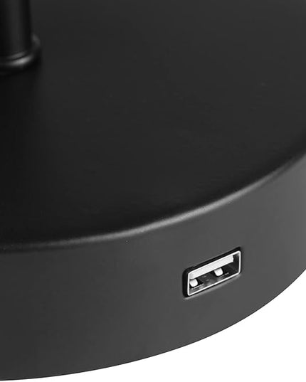 Globe Electric 30297 18" Desk Lamp with 2.1 USB Port, Matte Black, Brass Accents, Push Button On/Off Switch, Home Décor, Desk Lamps for Home Office, Home Office Accessories, Home Improvement - LeafyLoom