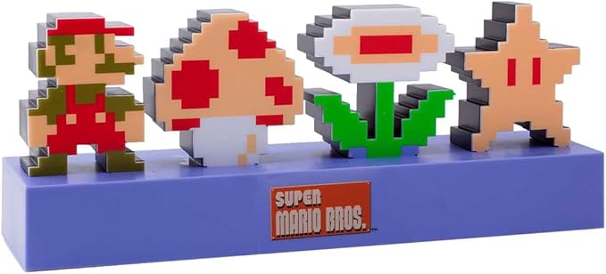 Paladone Super Mario Bros Icons Light, Sound Reactive Mode, Decorative Light Up Super Mario Figure Bedroom Accessories & Decor - LeafyLoom