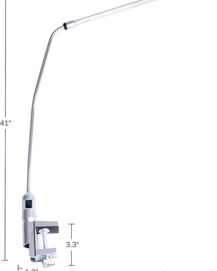 Desk Lamp with Clamp - Modern Contemporary LED Clip on Light for Desk or Table - Desk Accessories for Home Office or Dorm Room by Lavish Home (Silver) - LeafyLoom