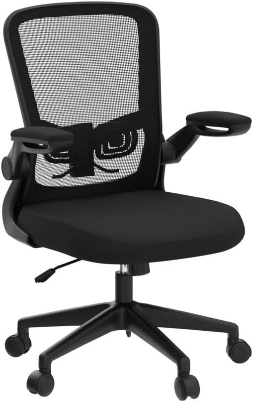 FelixKing Office Chair, Home Desk Chair with Lumbar Support Adjustable Height and Swivel Gaming Computer Chair with Flip up Armrests for Meeting Room (Black) - LeafyLoom