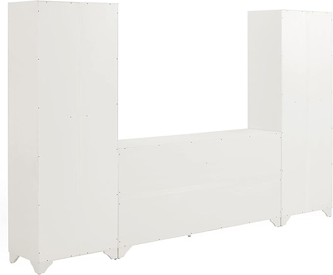 Crosley Furniture Tara 3-Piece Sideboard and Pantry Set, Distressed White - LeafyLoom
