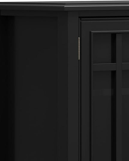 SIMPLIHOME Connaught Low Storage Cabinet, 46 inch, Black - LeafyLoom