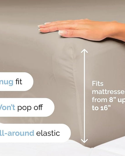 Cal King Size 4 Piece Sheet Set - Comfy Breathable & Cooling Sheets - Hotel Luxury Bed Sheets for Women & Men - Deep Pockets, Easy-Fit, Extra Soft & Wrinkle Free Sheets - Wheat Oeko-Tex Bed Sheet Set - LeafyLoom