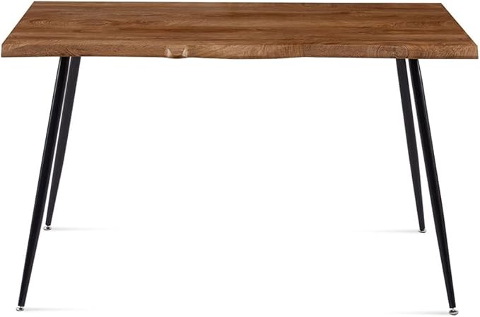 NicBex Dining Table Kitchen Table Farmhouse S Shape Irregular MDF Dining Table Metal Legs Wood Design Table Top Rectangular Dining Table, Easy Assembly, Walnut - LeafyLoom