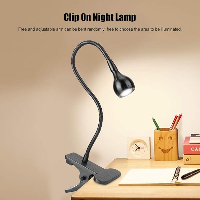 LED Desk Lamp Foldable USB Rechargeable Table Light Bedside Night Lamp Small Clip Lamp Eye Care Reading Light Dimmable Beauty Lamp for Bedroom Office - LeafyLoom