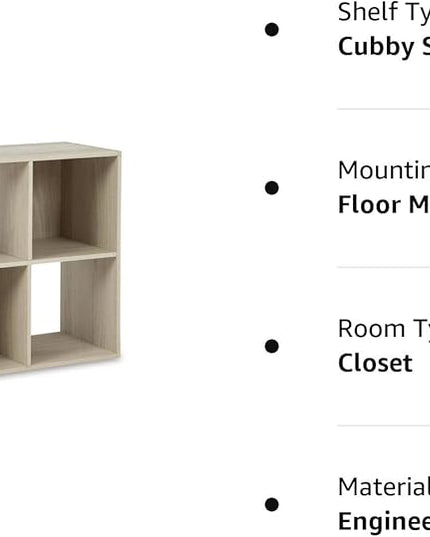 Signature Design by Ashley Socalle Modern 4 Cube Storage Organizer or Bookcase, Whitewash - LeafyLoom