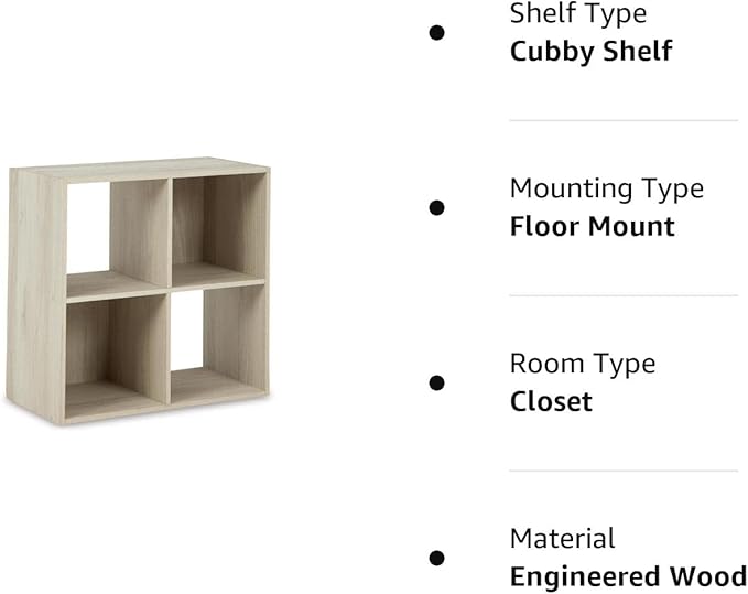 Signature Design by Ashley Socalle Modern 4 Cube Storage Organizer or Bookcase, Whitewash - LeafyLoom