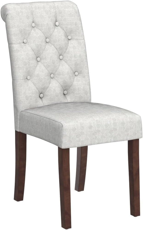 COLAMY Button Tufted Dining Chairs Set of 4, Parsons Upholstered Fabric Dining Room Chairs Kitchen Chairs with Wood Legs and Padded Seat, Honeycomb - LeafyLoom