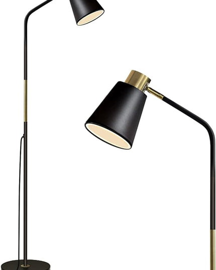 Floor Lamp, Industrial Floor Lamp Height Adjustable 360°Rotation Lampshade Modern Standing Lamp, Floor Lamps for Living Room, Office, Bedroom Reading, Work etc (Black) - LeafyLoom