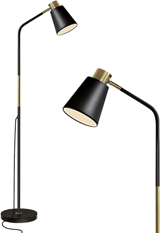 Floor Lamp, Industrial Floor Lamp Height Adjustable 360°Rotation Lampshade Modern Standing Lamp, Floor Lamps for Living Room, Office, Bedroom Reading, Work etc (Black) - LeafyLoom