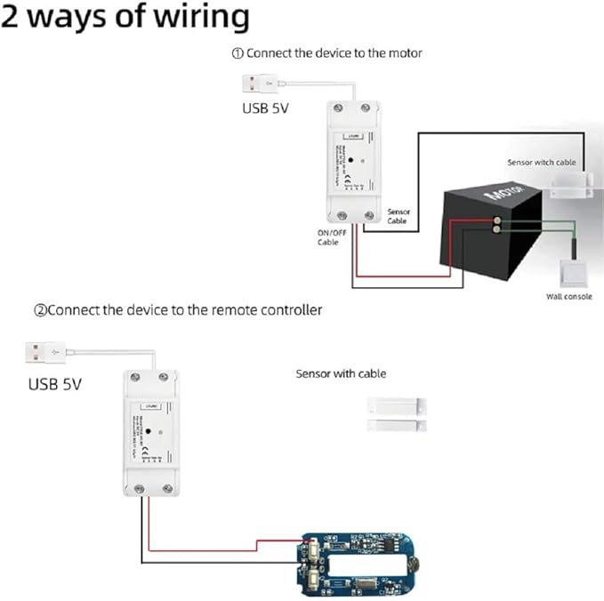 5V WiFi Smar Garage Door Opener Remote Controller,Monitor Garage Open Close Status by Phone Tuya app Anywhere,Compatible with Alexa Google Home MHCOZY