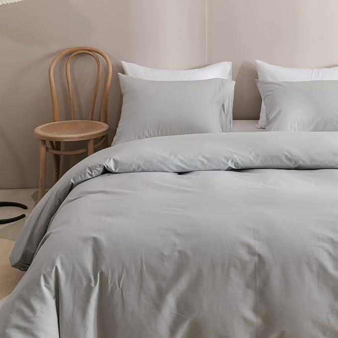 Silver Grey Comforter Set Full Bright Gray Beddig Set for Kids Teens Adult Solid Silver Gray Color Bedding Set 3 Pieces with 2 Pollowcases Lightweight Durable Gray Comforter Set - LeafyLoom