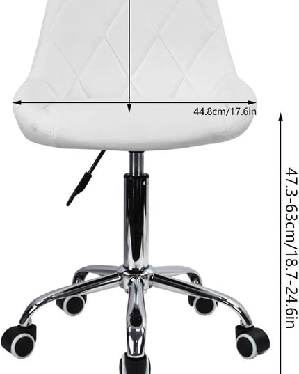 KKTONER Mid Back PU Leather Height Adjustable Swivel Modern Task Chair Computer Office Home Vanity Chair with Wheels (White) - LeafyLoom