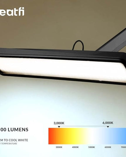 Neatfi (New Model) XL 2,500 Lumens LED Task Lamp with Clamp, 3 Light Modes, 3000-6000K Correlated Color Temperature, 30W Super Bright Desk Lamp, Dimmable, 162 Pcs SMD LED (CCT, Black) - LeafyLoom