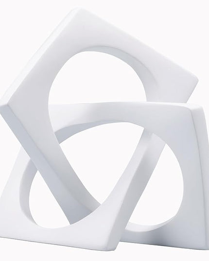 DOVDOV Geometric cube white knot decorations, geometric sculptures, modern home decorations for home decor accents, dining tables, on shelves, consoles, entryway tabletop centrepieces - LeafyLoom