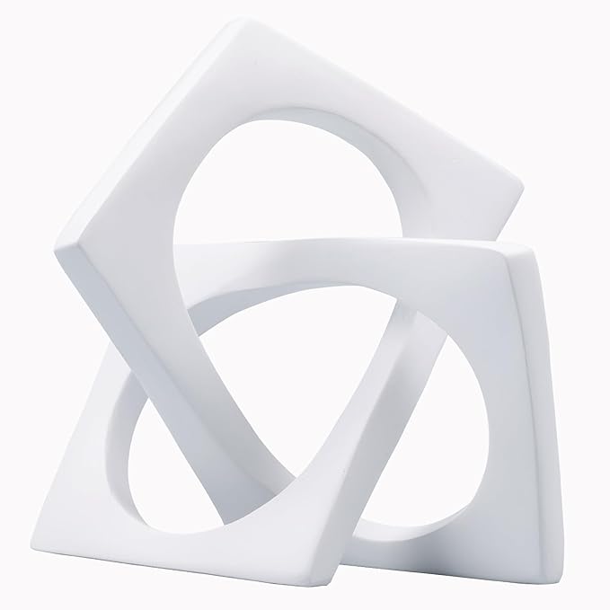 DOVDOV Geometric cube white knot decorations, geometric sculptures, modern home decorations for home decor accents, dining tables, on shelves, consoles, entryway tabletop centrepieces - LeafyLoom