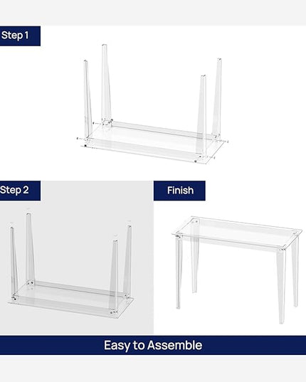 HMYHUM Acrylic Computer Desk, 43.3 Inch, Clear Study Desk for Home Office, Writing, Vanity, Modern, Easy Assembly, 19.7" W x 29.5" H, Right-Angle Legs Design - LeafyLoom
