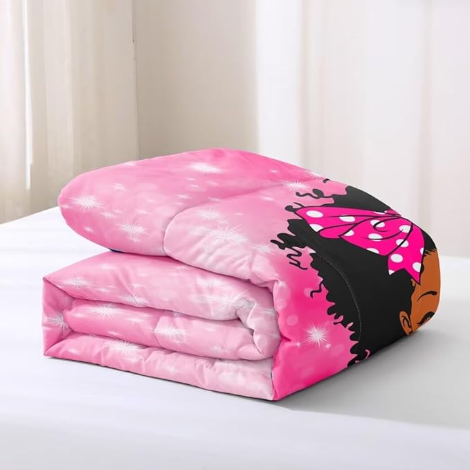 Black Girl Comforter Set Queen for Kids Teens,Black Girl Magic Bedding Set,African American Girl Inspirational Quotes Comforter Set,Black Princess Bed Bedroom Set - LeafyLoom