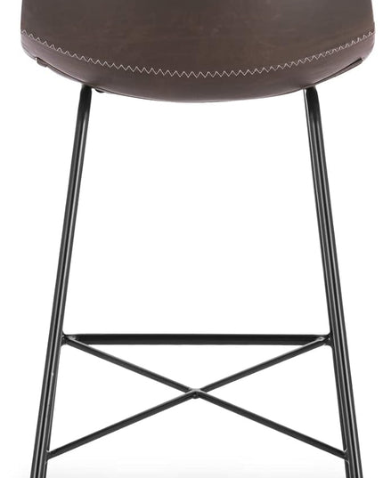 Poly and Bark Counter Stool 24 inches - Counter Height Bar Stools Set of 3 - Sturdy Kitchen Stools with Backs - Comfortable Bar Chair - Modern Countertop-High Chairs, Kitchen Island Barstools – Brown - LeafyLoom
