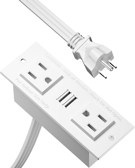 Furologee Charging Station for White 2 Penson Desk with LED Lights and Monitor Stand - LeafyLoom
