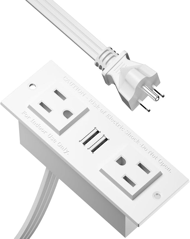Furologee Charging Station for White 2 Penson Desk with LED Lights and Monitor Stand - LeafyLoom