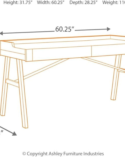 Signature Design by Ashley Raventown Urban 60" Home Office Desk, Weathered Brown - LeafyLoom
