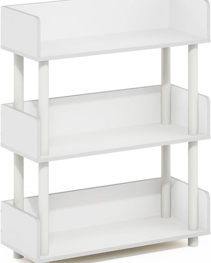 Furinno Turn-N-Tube 3-Tier Freestanding Multipurposes Display Rack, Bookshelf, White/White - LeafyLoom