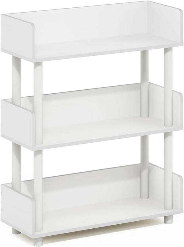 Furinno Turn-N-Tube 3-Tier Freestanding Multipurposes Display Rack, Bookshelf, White/White - LeafyLoom